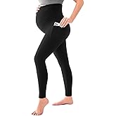 SINOPHANT Women's Maternity Leggings Over The Belly with Pockets,Pregnancy Yoga Pants Workout Leggings