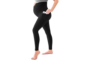 SINOPHANT Women's Maternity Leggings Over The Belly with Pockets,Pregnancy Yoga Pants Workout Leggings