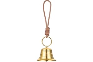 QFWDFCTRENZ Small Brass Hanging Bell for Door Knob Decoration Vintage Small Hanging Bell for Door Knob Gold Brass Bells for Home Garden Decor Shopkeepers Bells on Rope Garden Decoration