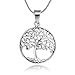 CHUVORA Sterling Silver 21 mm Filigree Tree of Life Symbol Round Pendant Necklace, 18'' Snake Chain