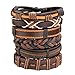 Jusnova 5-12 Pcs Leather Bracelet for Men Women Wooden Beaded Bracelets Cuff Adjustable
