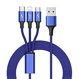 Multi USB Cable, USB to Lightning/Micro/USB C 3 in 1 Braided Charging Cable for iPhone X/8 Plus/7 Plus/iPad/MacBook/Galaxy S8 Plus Note 8/Lg V20(Blue)