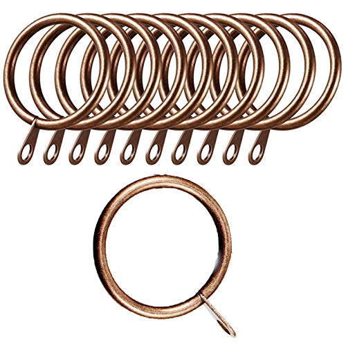 iPEAK 50 Pack Metal Curtain Rings Hanging Hooks For Curtains and Rods, 38mm Internal Diameter (Copper)