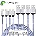 Xcords iPhone Cable 4Pack 3FT Nylon Braided 8Pin Lightning to USB Charger with Aluminum Connector, Compatible with iPhone 7/7 Plus/6/6s/6 Plus/6s Plus/5C/5S/5/SE, iPad /iPod & More(White)