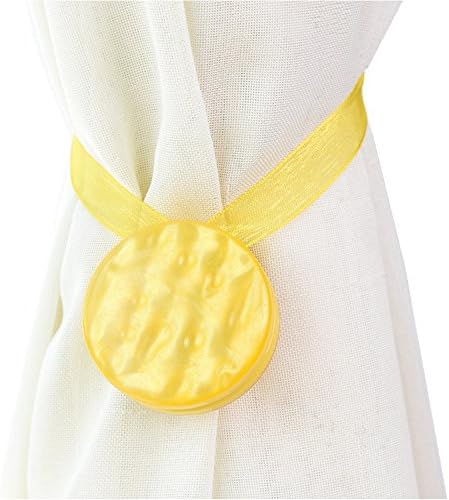 One Pair Curtain Clips Curtain Attraction Appliance Buckle Magnetic Tieback Creative Diamond Curtain Bind Europe Type (Yellow:Round)