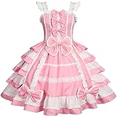 Re-Lady Women Sweet Lolita Dress Victorian Sleeveless Princess Halloween Cosplay Costumes Lace Layers Maid Dresses