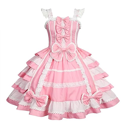 Re-Lady Women Sweet Gothic Dress Victorian Sleeveless Princess Halloween  Cosplay Costumes Lace Layers Maid Dresses 3XL Pink in Saudi Arabia | Whizz  Costumes