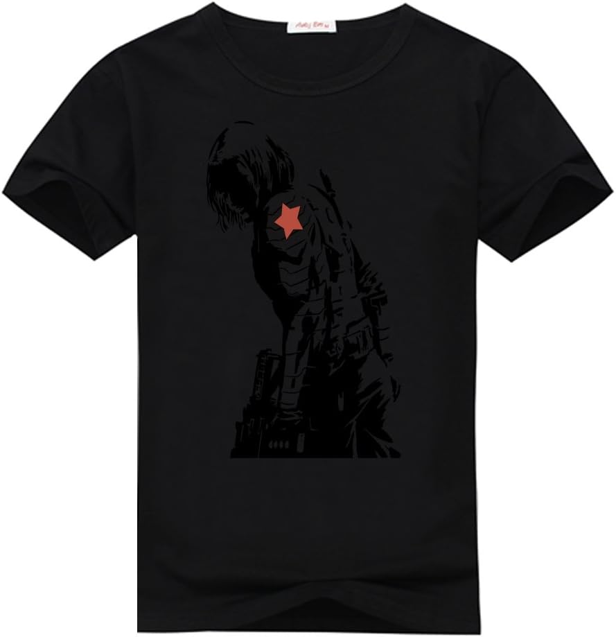 Zomicky Bucky Barnes Winter Soldier Graphic Mens Classic Cotton T-shirt Top XXL Black