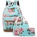 BLUBOON School Backpack for Teens Girls Bookbags Set 15 inches Laptop Bag Kids Lunch Bag and Pencil Case (Big Floral - Water Blue)