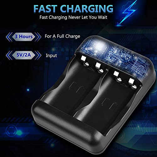 Xbox One Rechargeable Battery Pack [2x2500mAh] Xbox One Controller Battery with 3H Quick Charger for Xbox One/Xbox One S/Xbox One X/Xbox One Elite Wireless Controller (2 Battery & Charger Set) - Thumbnail 3