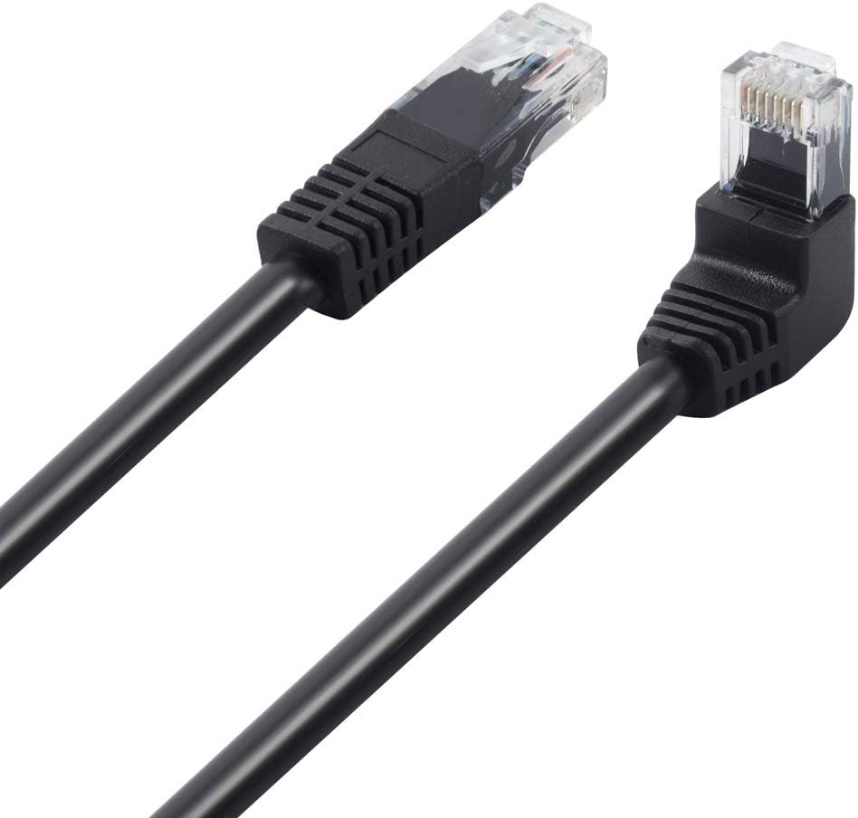 GREATLINK Cat6 Ethernet Cable (Downward Angled) - RJ45 90 Degree Network Connector 500MHz 10Gigabit Gold Plated Patch Plug Wire LAN Cord for PS4 Fire-Stick Xbox One Smart TV Computer (3FT)