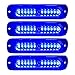 4pcs Ultra Slim 12-LED Surface Mount Grille Flashing Strobe Lights for Truck Car Vehicle Mini LED Light-Head Emergency Beacon Hazard Warning lights 12-24V (Blue)