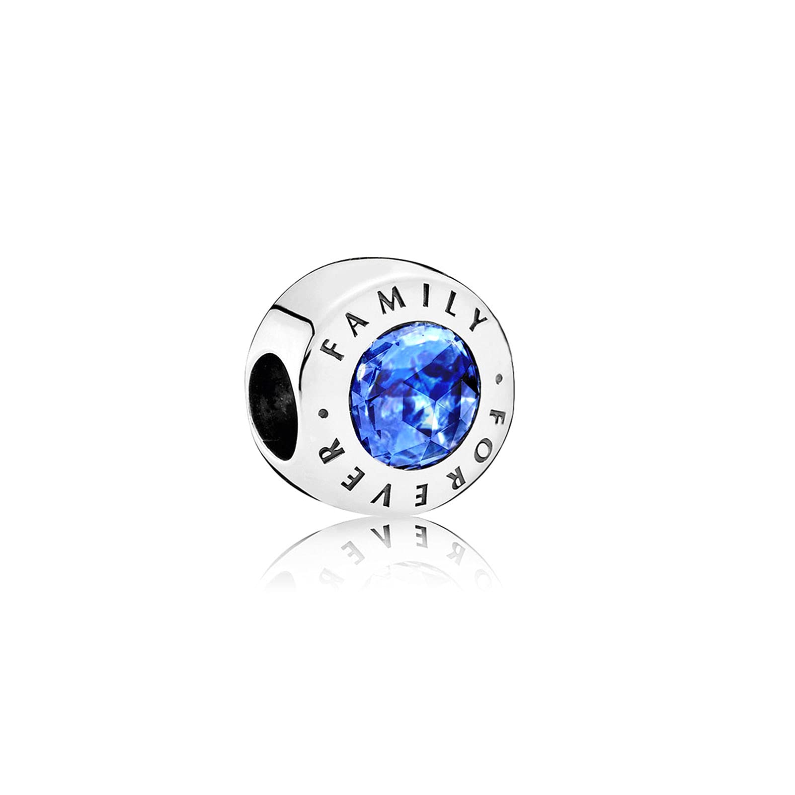 FGT Family Forever Blue Birthstone Bead Charm fit Pandora Bracelets Birthday Charms Gift for Women Sterling Silver Cubic Zirconia