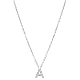 Fwlisesa Cute Necklaces for Women, Dainty Silver Initial Necklaces Simple Silver Choker Aesthetic Tiny Letter Pendant Cute Necklace for Women