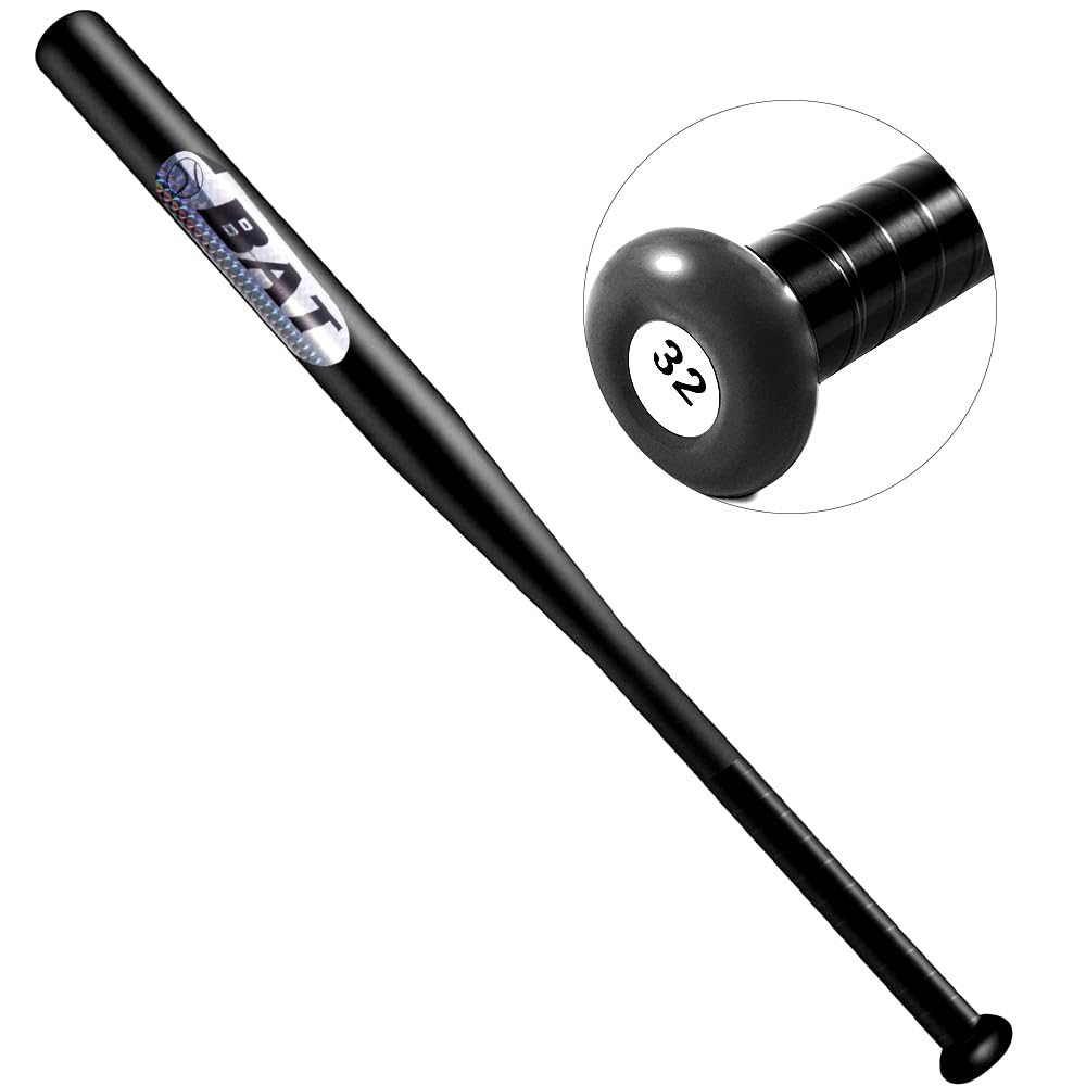 32 Inch Baseball Bat Strong Metal Baseball Bat Full Size Non-Slip Handle Light Weight Smooth Surface For Youth Adults Outdoor Training Practice Softball Hitting Drills Frosted Black