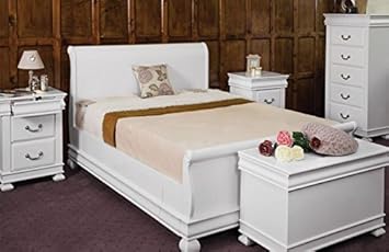Sweet Dreams Storm Sleigh Double 135cm 4ft6 White Wood Storage Bed
