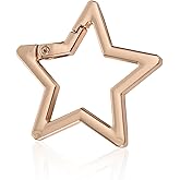 Metal Star Carabiner, Star-Shaped Spring Snap Keychain Smooth Key Holder Clip Zinc Alloy Keyring Clasp for Purse Wallet Outdoor Accessories Camping Hiking Key Chain (Gold)