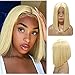 Blonde Human Hair Wigs 13x4 Lace Fron Wig Middle Part Short Cut Blonde Bob 180% Density Remy Hair 12