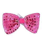 LED Light Up Flashing Sequin Bow Ties Tie - Various Colors by Mammoth Sales (Dk Pink)