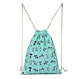 Oksale Cats Prints Canvas Drawstring Hanging Sack Sport Beach Travel Outdoor Backpack Pouch Bag (Blue)