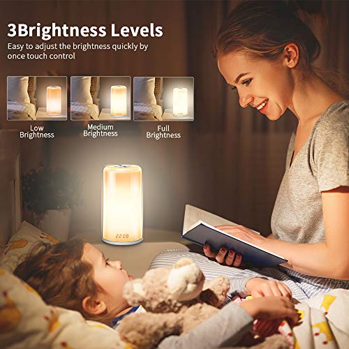 Wake-Up Light Alarm Clock- Sunrise Simulation Digital LED Clock with 5 Natural Sounds & Snooze Function for Heavy Sleepers - Touch Control Dimmable Bedside Lamp, 7 Colors Night Light for Bedrooms