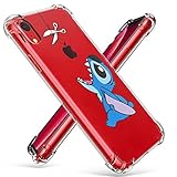 Logee TPU Stitch Cute Cartoon Clear Case for iPhone XR 6.1",Fun Kawaii Animal Soft Protective Shockproof Cover,Ultra-Thin Chic Unique Funny Creative Character Cases for Kids Teens Girls Boys(iPhoneXR)
