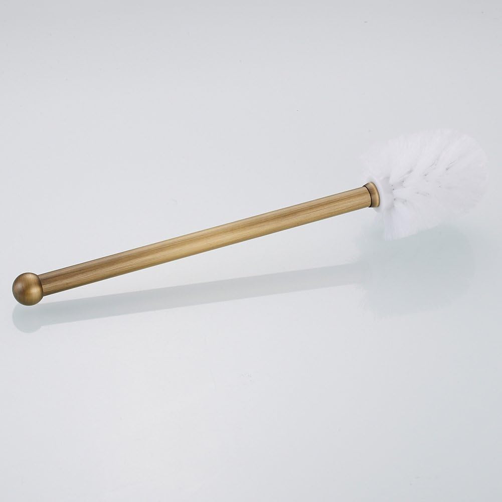 WOMAO Toilet Brushes and Holders Sets Antique Brass Wall Mounted Silicone Toilet Brush with Holder Ceramic Retro Vintage Bathroom Cleaning Brush Set - Image 3