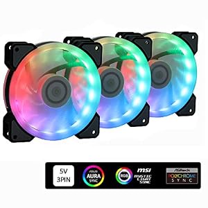 Image of LEDdess 5V Motherboard Connector 120mm Addressable RGB Fans ASUS Aura Sync or MSI Mystic Control for PC Cases, CPU Coolers, Water Cooling Radiators System (3pcs Rainbow Fans, B Series)