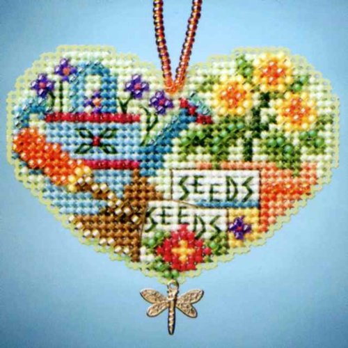 Love Gardening Beaded Counted Cross Stitch Charmed Ornaments Kit Mill Hill 2013 I Love MH163103