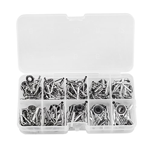 80Pcs/Box Spinning Rod Guides Tip Ceramic Guide with Eyelets, Fishing