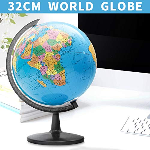 KingSo World Globe, 12.6'' Globe of Perfect Spinning Globe for Kids, Geography Students, Teachers, Easy Rotating Swivel