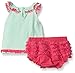 Nannette Little Girls Applique Top with Ruffled Diaper Cover Set, Green, 24 Months