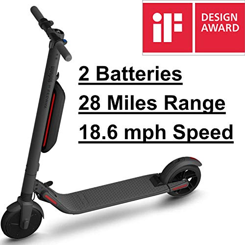 SEGWAY Ninebot ES4 Electric Scooter with 2 Batteries, 28 Miles Range, 18.6 mph Speed, LED Display, Lightweight and Foldable - Dark Grey (2019 Version)