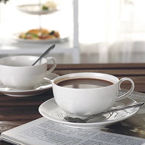 Tea Cups And Saucers Sets, Of 2, 6.75 OZ(200 ML) Cup, Ceramic Espresso