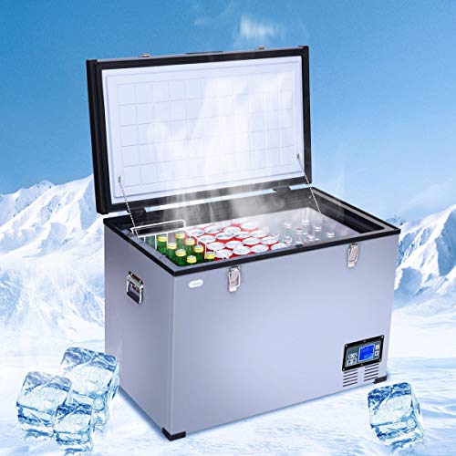 COSTWAY Chest Freezer, 100Quart Compressor Travel Car Freezer, 0.4°F