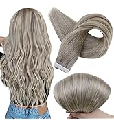 Fshine Human Hair Tape in Extensions 18 Inch Tape in Hair Extensions Balayage Color 19A Fading to...