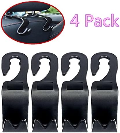 LOLOAJOY 4PCS/Set Car Headrest Hanger Organizer Auto Fastener Clip Holder Hook Black