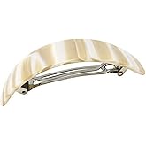 French Amie Ivory Handmade Curved Strong Grip Celluloid Automatic Volume Hair Clip Barrette (Ivory)