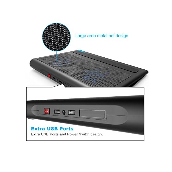 TECKNET Laptop Cooling Pad, Laptop Notebook Cooler Cooling Pad Stand with 2 Ultra Quiet Fans, Ergonomic Comfort Notebook…