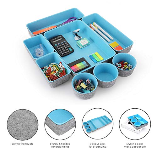 WELAXY office desk drawer organizers trays felt small Storage bins