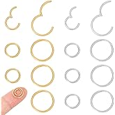 UNICRAFTALE 16Pcs 2 Colors 8/12mm Round Stainless Steel Jewelry Clasps Keychain Rings for Jewelry Making