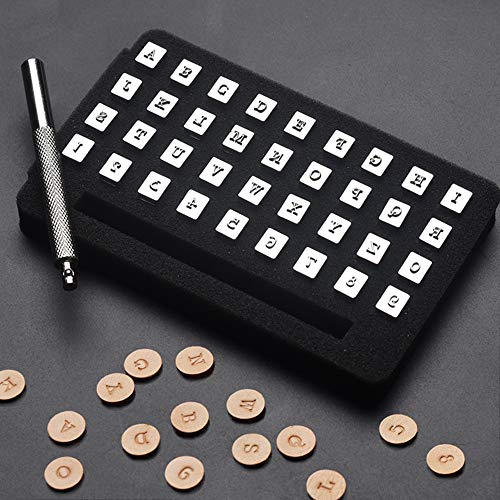 Yangoutool 36Pcs Leathercraft Metal Letter and Number Stamps Punch Set for DIY Leather Craft Printing Tools, 26 Letters Alphabet from A-Z & 10 Numbers 0-9(6mm) - Thumbnail 4