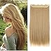 13colors Synthetic Fiber Clips in on Hair Extension Full Head One Piece 5 Clips Long Straight Curly Wavy Ash Blonde 30 Inches 150G