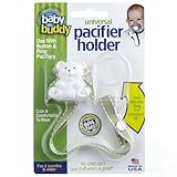Baby Buddy Universal Pacifier Holder Clip - Snaps to Paci or Attach with Universal-Fit Silicone Ring - Pacifier Clip for Babies 4+ Months/Toddler Boys & Girls, Sage with White Stitch