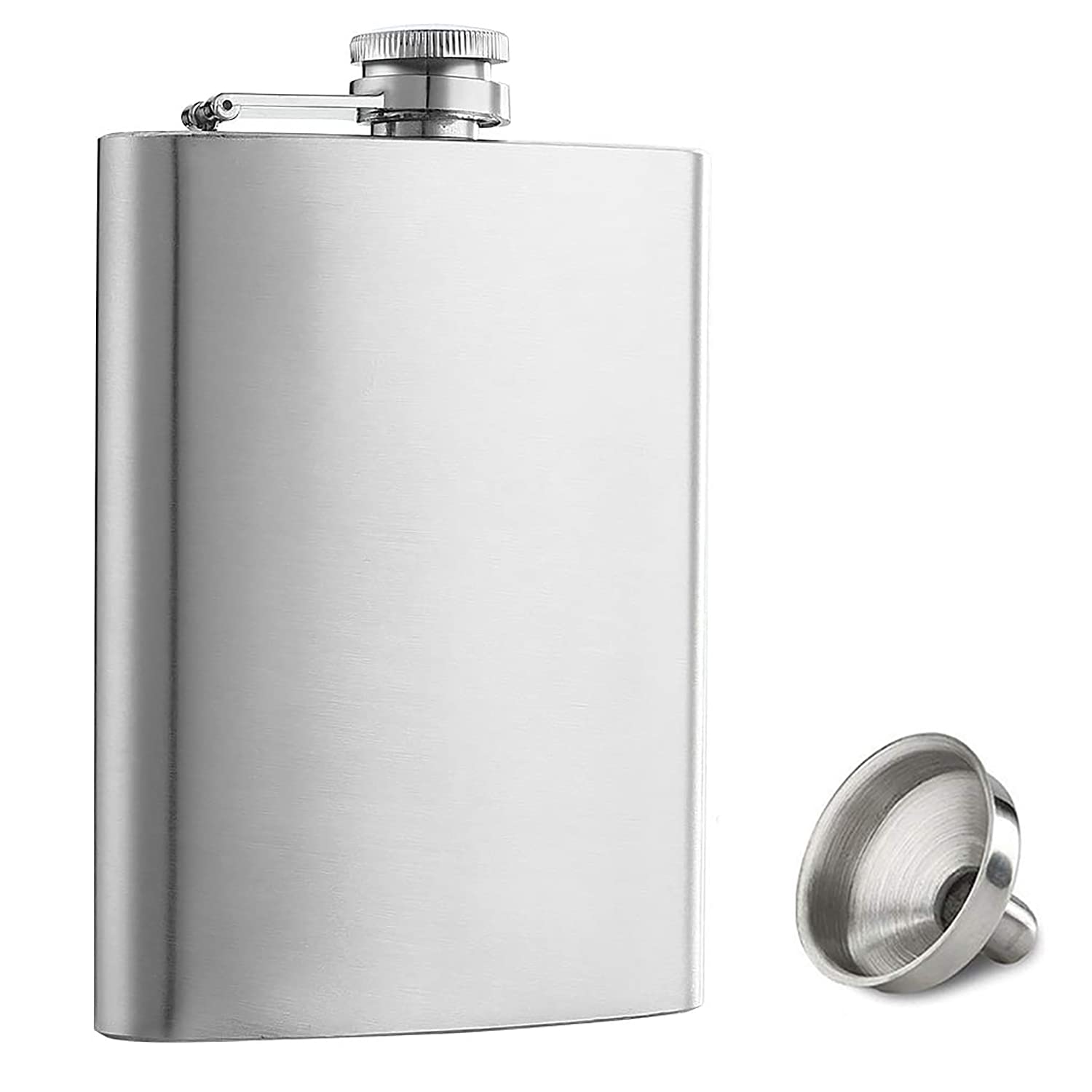 Hip Flask with Funnel, 8 oz Stainless Steel Whiskey Flask 100% Leak Proof, Portable Pocket Hip Flask for Liquor for Men