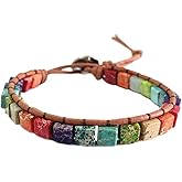 ZOSOJONA 7 Chakra Bracelet Bohemian Handmade Leather Wrap Healing Protection Natural Stone Yoga Beaded Bracelets Boho Friendship Jewelry