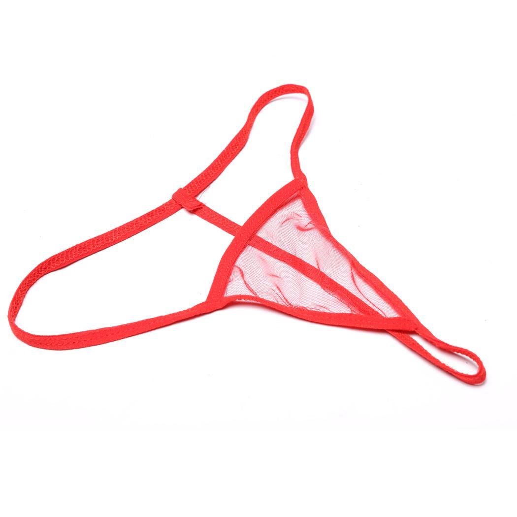 kirken Women Sexy Lingerie Lace See-Through 2 Pieces Babydoll Mini Dress and G-String Red