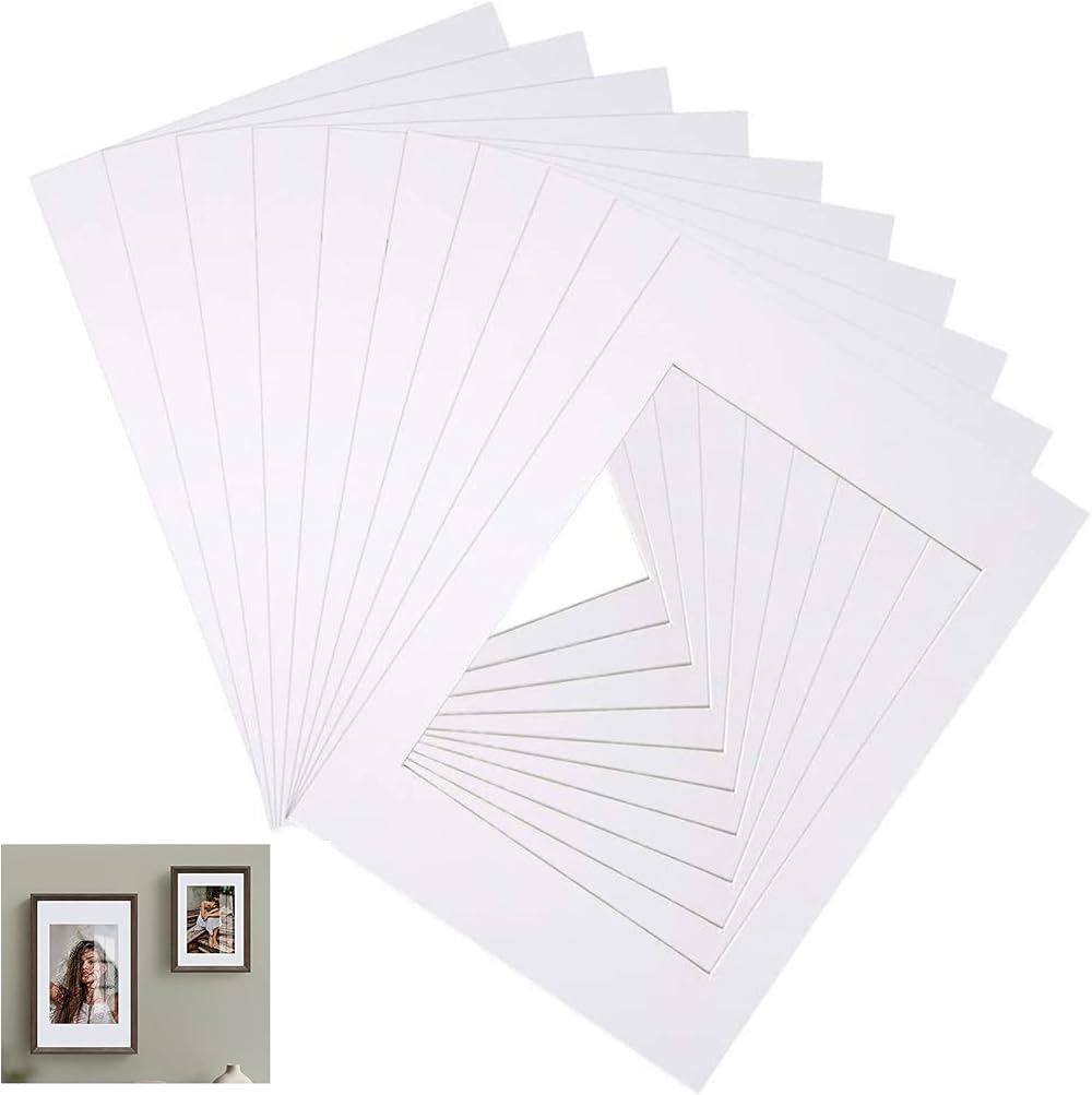 Yoosso 15Pcs White Picture Mounts 6x4 Inch Mats 1.5mm Thickness for 7x5 Frames