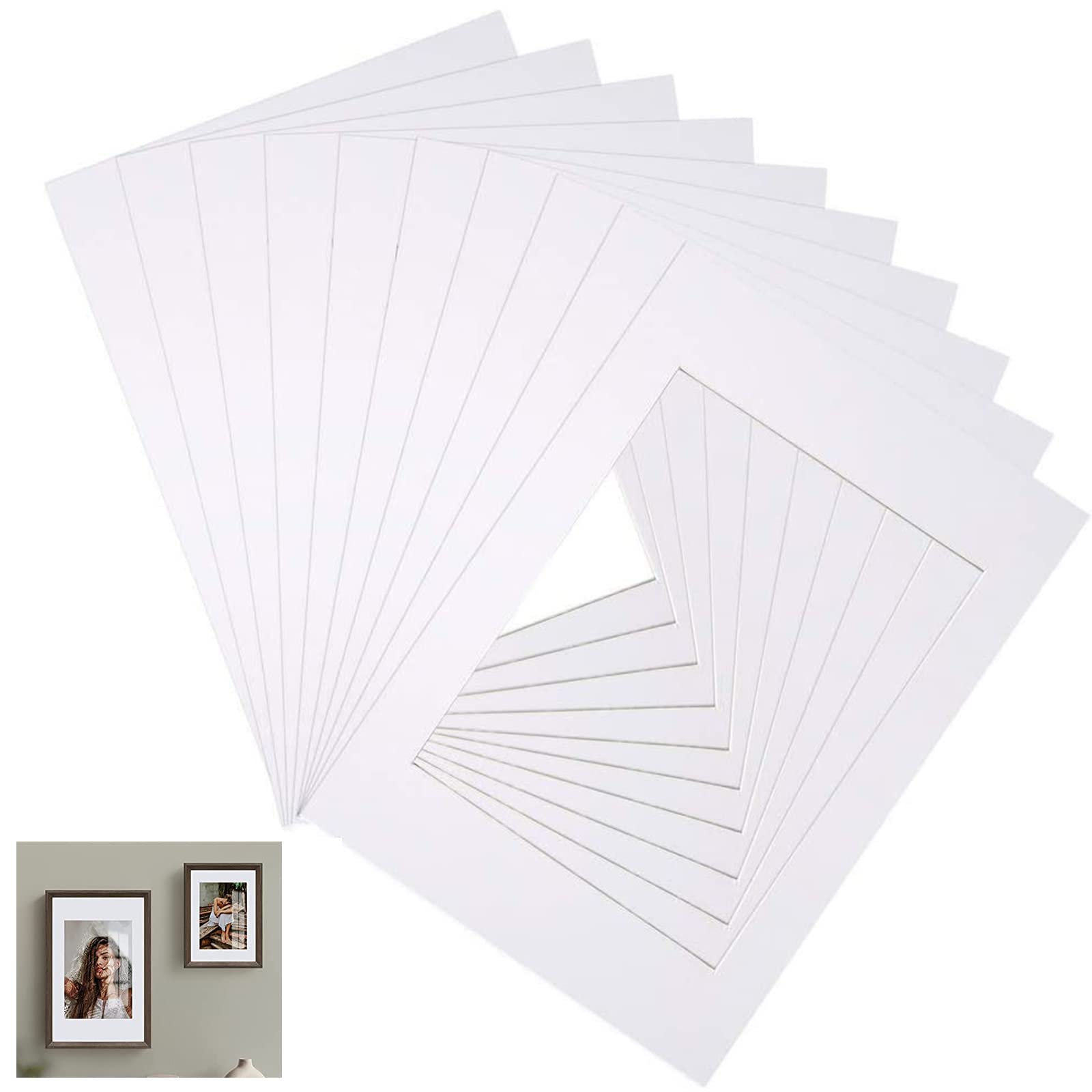 Yoosso 15Pcs White Picture Mounts, Photo Mounts Mats for 6x4 Inch Image 1.5mm Thickness Card 7x5 Frames Inside Aperture to fit Graduation Photos Posters Prints Artworks Paintings