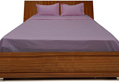 NJSR 600 Thread-Count 100% Egyptian Cotton 3 PCs Duvet Cover Set Full/ Double Bed, Pink Sateen Stripe
